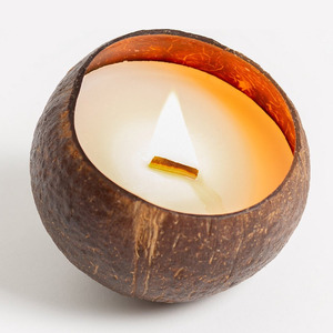 Contenedor para velas de coco, de la mejor calidad, hecho a mano, recipiente de cáscara de coco, velas, fábrica OEM ODM - Product Image 2
