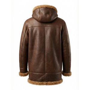 Genuine <b>Men's</b> Leather <b>Shearling</b> <b>Jacket</b> Premium Fur Winter Aviator Coat Durable Stylish Warm Biker Fashion Wear Fit - Product Image 6