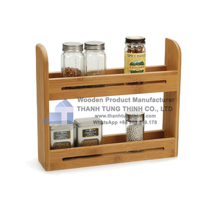 Étagère à épices en bois de haute qualité, organisateur multi-niveaux pour le rangement de cuisine, avec plusieurs épices présentées, fabriqué au Vietnam - Product Image 5