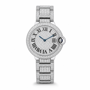 Reloj de Lujo de Alta Calidad con Incrustaciones de Moissanita, Acero Inoxidable, Esfera con Números Romanos, Unisex, Cuarzo, Resistente al Agua 3BAR - Product Image 4