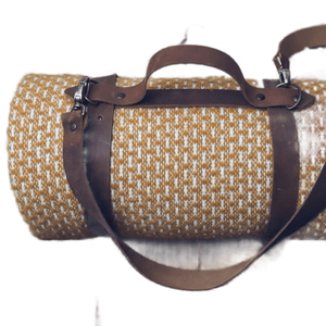 Correa de manta de cuero de primera calidad, manta de picnic, herrajes de latón, correa de transporte de Manta, Correa Vintage genuina, servicio marrón OEM y FBA - Product Image 2