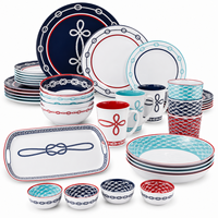 Collection d'assiettes, bols et tasses pour pique-nique en plein air, vaisselle légère et réutilisable pour patio, camping, caravane, restauration, ensemble de vaisselle en mélamine
