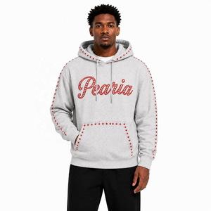 Sweat-shirt à capuche gris pour homme avec broderie étoile en strass, en molleton, coupe droite, style streetwear, hiver, 330g - Product Image 1