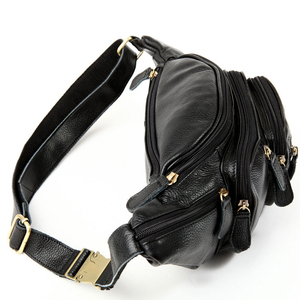 Fully Customisable Genuine Leather Waist Bag Unisex Multi-PocketZipper Closure Adjustable Strap Daily Use Fanny Packs - Product Image 3