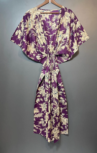 Caftán Naaz Textile con Estampado Animal Digital, Cuello en V, Cordón Ajustable, Manga Corta, Corte Evase, Estilo Indio, 100% Algodón Suave, para Mujer, Verano - Product Image 2