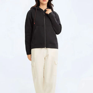 Sudadera con capucha y cremallera para mujer, al por mayor, con logotipo personalizado impreso, forro polar, con tela de alta calidad. - Product Image 2