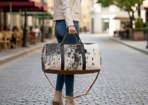 Bolsa de Viaje de Cuero Vacuno Vintage Hecha a Mano, Bolsa de Fin de Semana con Cierre, Portátil, de Gran Capacidad, Multifuncional y Ligera - Product Image 5