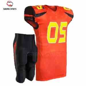 Ensemble de vêtements de sport personnalisés, respirant, à séchage rapide, coupe ajustée, uniforme de football américain pour adultes - Maillot et short - Product Image 1