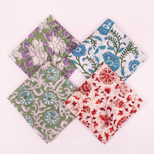 Block Printed Cotton Floral Vintage Style Classic Soft Bandanas Adults Handkerchief Summer <b>Accessories</b> - Product Image 4