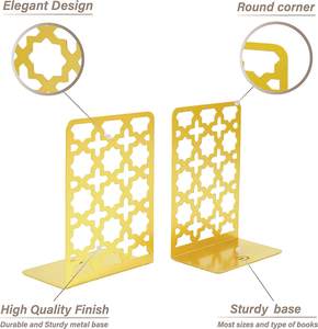 Premium Metal Bookends Decorative Geometric Design Heavy Duty Non Slip Book Holders for Home Office <b>Study</b> <b>Desk</b> - Product Image 2