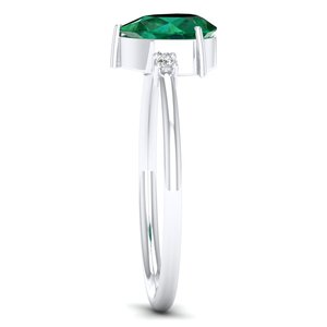 Anillos de Compromiso REYES con Certificación GRA, Plata de Ley 925, Moissanita, Brillantes, Chapados en Oro de 14K, con Esmeralda, Joyería Fina - Product Image 3