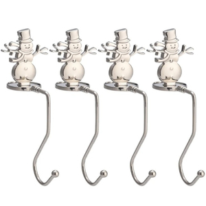 Support de chaussette de Noël décoratif en métal pour cheminée, avec base lestée, motif flocon de neige argenté, vente en gros - Product Image 4