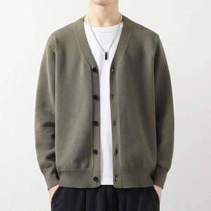 Top Trending <b>Men's</b> Solid Color Knitted <b>Cardigan</b> Sweater V-Neck <b>Long</b> Sleeve Button Closure Autumn Wear - Product Image 3