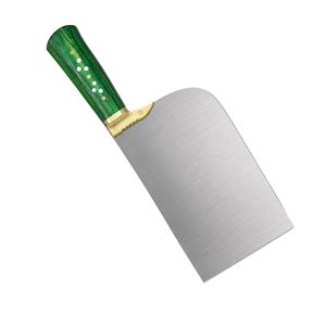 Couteaux de cuisine à manche en grain de bois vert avec lames larges argentées et embout doré pour hacher, trancher et couper en dés les légumes - Product Image 3