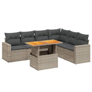 Set Divano da Giardino Grigio 6 Posti in Rattan con Cuscini Arredamento da Esterno Stile Contemporaneo - Product Image 2
