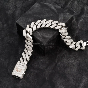Exclusive Iced Out Fishbone Link <b>Bracelet</b> Crafted with Brilliant Round Cut Moissanite Stones and Secure Hidden Box - Product Image 1