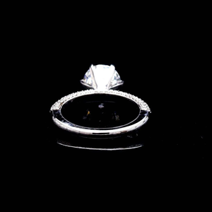 Bague de fiançailles solitaire en diamant de laboratoire, or blanc 14 carats, accent de pierres pavées sur les côtés, bijoux de mariage classiques - Product Image 4