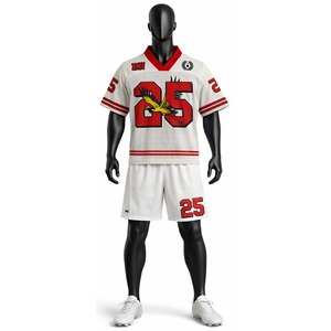 Ensemble maillot et short de football américain 100 % polyester, respirant, uniforme sportif personnalisé pour équipe sportive - Product Image 2