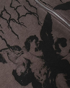 Sweat-shirt à capuche zippé pour homme, coupe oversize, en coton French Terry, avec logo imprimé sur le devant, style streetwear automne, coupe classique, tricoté - Product Image 4