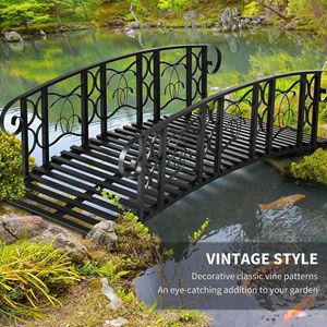 Ponte da Giardino in Metallo a 6 Archi con Ringhiere di Sicurezza e Motivi a Vite, Capacità 660 Libbre Ornamento con capacità di carico elevata e facile montaggio - Product Image 6