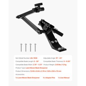 Affilatore per Lame di Tosaerba Regolabile a 15 e 45 Gradi con Cuscinetto a Sfera e 4 Perni Adattatori, Parti e Accessori per Tosaerba - Product Image 4