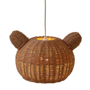 Abat-jour décoratif en forme d'oreilles d'ours en jonc de mer tressé naturel pour chambre d'enfant, hôtel, restaurant - Product Image 2