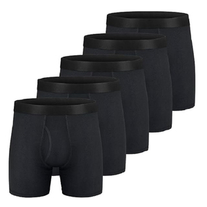 Sous-vêtements pour homme en coton 100% noir uni, respirants, avec logo personnalisé imprimé sur la ceinture, au meilleur prix - Product Image 6