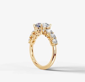 Anillo de Siete Piedras de Moissanita, Plata de Ley 925, Chapado en Oro Amarillo, Anillo de Compromiso, Boda, Aniversario, Eternidad, Joyería Nupcial de Lujo - Product Image 3