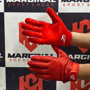Guantes de Fútbol Americano con Pedrería de Diseño Personalizado al por Mayor, Guantes Deportivos de Alta Calidad en Color Rojo para Hombre - Product Image 6