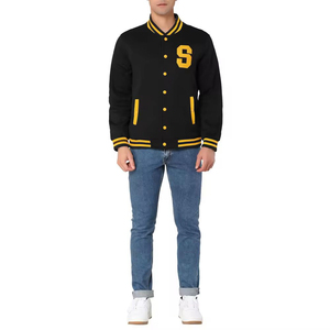 Veste universitaire d'hiver en laine de haute qualité, personnalisable en gros, style patchwork, col montant, écologique, style hip-hop, avec poches - Product Image 4