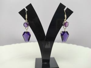Pendientes Colgantes de Plata 925 con Amatista y Perla en Forma de Ataúd, Hechos a Mano, Estilo Bohemio, Precio de Fábrica, Oferta - Product Image 2