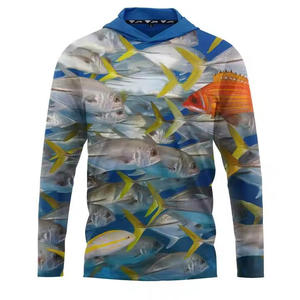 Men's Light <b>Blue</b> Hooded <b>Long</b> <b>Sleeve</b> UPF 50 Anti-Uv Fishing Shirt Solid Color Pullover Outdoor Apparel - Product Image 1