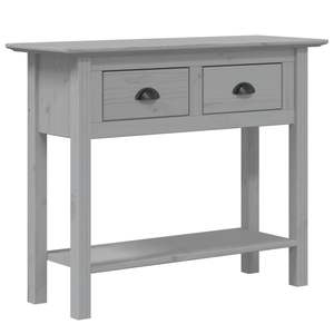 Table console en bois de pin massif gris moyen et bois d'ingénierie avec décoration intérieure unique en métal - Product Image 2