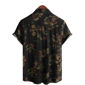 Derniers modèles de t-shirts hawaïens en toile écologiques, logo/couleur personnalisés, respirants, confortables, de haute qualité, anti-plis pour hommes - Product Image 2