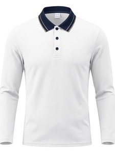High Quality Trendy <b>Men</b> Long Sleeve Polo <b>Shirt</b> Cotton Poly Blend Soft Fabric Button Collar Classic Fit Casual Breathable Regular - Product Image 4