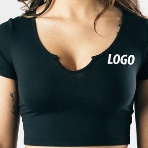 T-shirts classiques décontractés pour femmes 2026 – Chemises d'entraînement sur mesure pour femmes, coupe ajustée, manches courtes, col rond en jersey tissé - Product Image 4