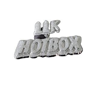 Pendentif lettre HOTBOX plaqué argent avec micro-incrustation de strass en cristal, breloque à thème hip-hop, bijou de mode unisexe, cadeau - Product Image 1