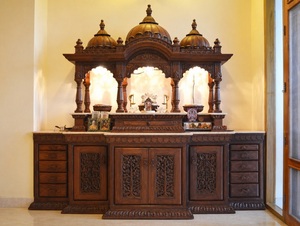 Large Size Teak Wood <b>Temple</b> with Storage Cabinets Customized Wooden <b>Temple</b> for <b>Home</b> Export Quality Pooja Unit At Wholesale Price - Product Image 2