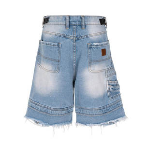Shorts de Mezclilla Cargo Azul Claro para Hombre, Cintura Alta, Desgastados, Estilo Casual, Múltiples Bolsillos, Cierre de Botones - Product Image 5