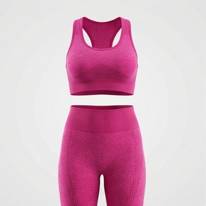 Ensemble de yoga pour femmes sous marque privée, vêtements de sport respirants deux pièces, tenue d'exercice couleur unie personnalisable, tenue de sport ajustée - Product Image 1