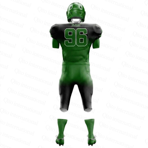 Uniformes de Fútbol Americano Personalizados al por Mayor, Conjunto de Jersey y Pantalones Sublimados en Verde y Negro, Fabricante al por Mayor - Product Image 6