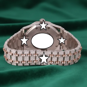 Montre de luxe édition limitée Hip Hop Moissanite avec mouvement automatique, cadran en cristal, bracelet de 20 mm, boîtier de 39 mm, en acier inoxydable, pour unisexe - Product Image 3