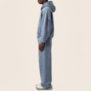 Survêtements d'hiver vintage pour hommes, personnalisés, délavés à l'acide, avec logo sérigraphié effet soleil, en coton épais 100% - Product Image 6