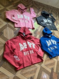 Men's Heavyweight 450gsm Double Zipper Cropped <b>Hoodie</b> 100% Cotton Regular Fit Breathable Knitted Fabric Winter - Product Image 2