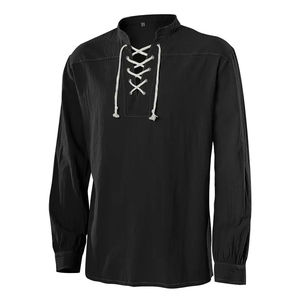 Meilleures chemises à manches longues écossaises Jacobite Ghillie Kilt, chemises Jacobite classiques en lin sergé pour hommes - Product Image 4