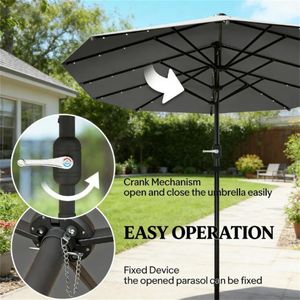 Ombrellone da Giardino Solare con Base Grigia per Esterni - Product Image 4