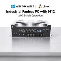 Mini PC industriel sans ventilateur avec connecteur M12, 6 ports LAN PoE pour caméras IP, LiDAR et capteurs, 9-36VDC en option, ordinateur embarqué IGN