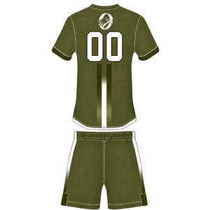 Conjunto de Rugby Verde Oliva y Blanco, Jersey de Manga Corta con Cierre Frontal, Pantalones Cortos a Juego, Uniforme Deportivo Transpirable para Entrenamiento de Equipo - Product Image 1