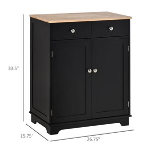 Armadio Buffet a credenza a 2 porte con ripiano regolabile e 2 cassetti per cucina Bar sala da pranzo o corridoio in nero - Product Image 3