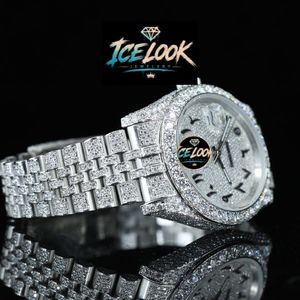 นาฬิกาข้อมือระบบควอตซ์ ดีไซน์ Ice Look ประดับเพชร สายสีเงิน เครื่องประดับสำหรับชุดเดรส - Product Image 3